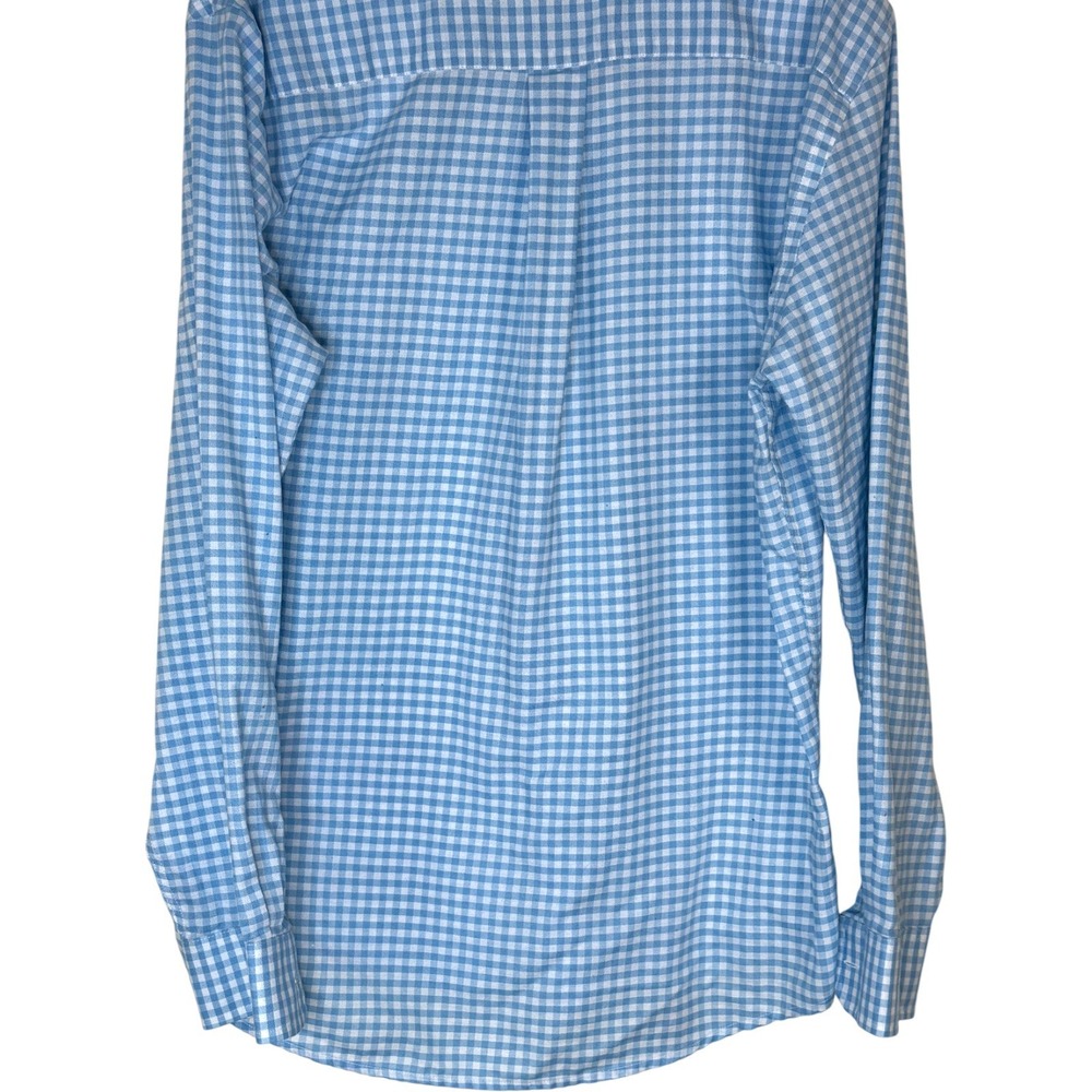 ST JOHNS BAY Mens L Blue White Gingham Stretch Long Sleeve Button Down Shirt - Picture 7 of 13